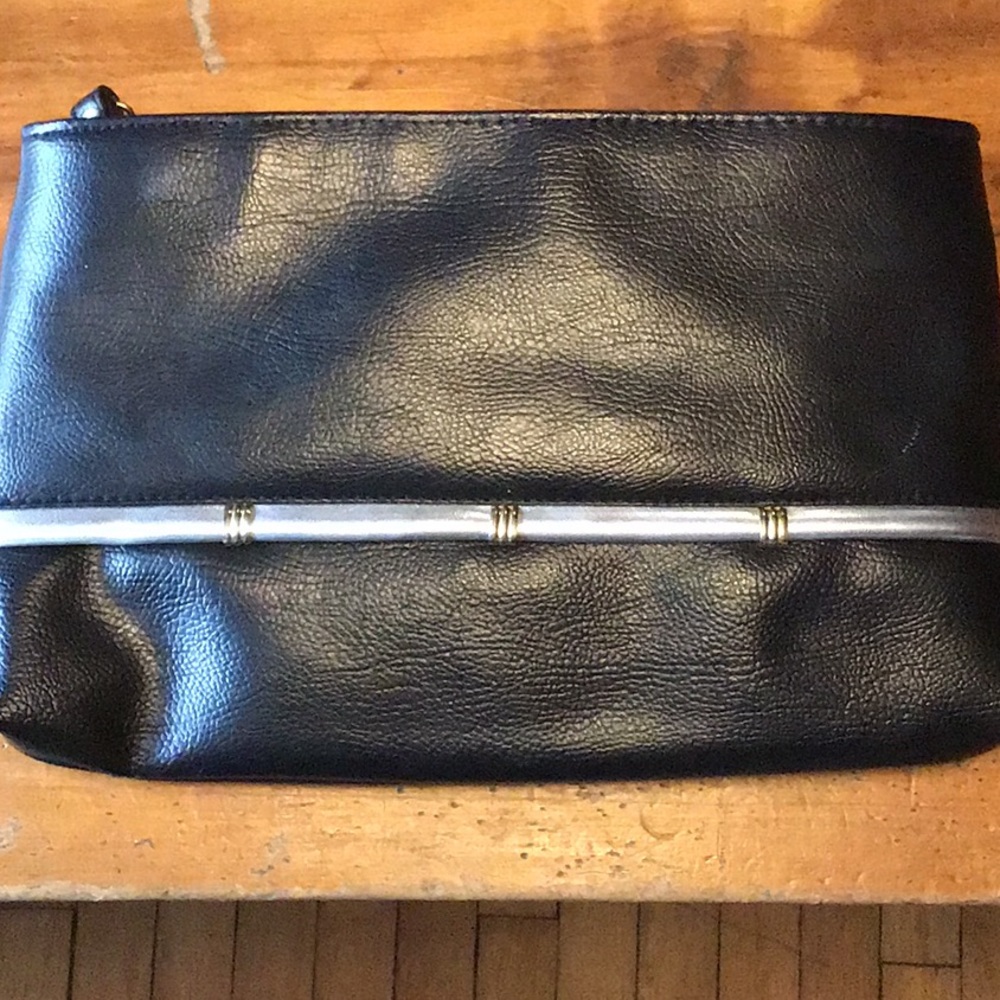 $6 offer buys this bag.Pretty black with silver and gold trim purse